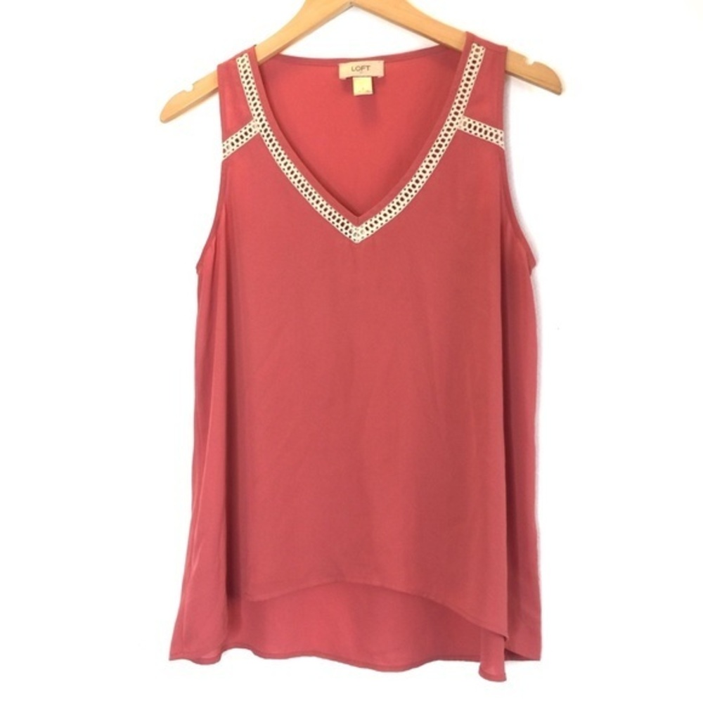 Loft Mauve Pink Lace High Low Tank Top